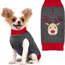 Dog Christmas Sweater Cute Reindeer Cat Puppy Sweaters Soft Warm Fall Winter Dogs Clothes Grey Ugly Xmas Pet Sweatshirt Knitted Doggie Vest Outfit for Small Medium Large Dogs(Grey,L)