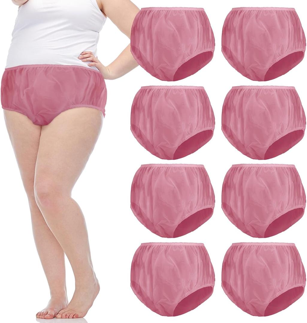 9 Pcs Waterproof Incontinence Underpants Plastic Pants Leak Proof Incontinence Underwear Adult Diaper Cover(XL,Pink)