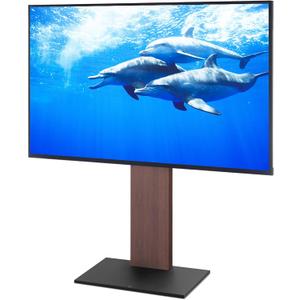 WALL V2 | Sleek Sturdy Japanese Floor TV Stand Mount 32-60 Inch Universal Height Adjustable, No Drill Corner TV Stand for Bedroom | Walnut