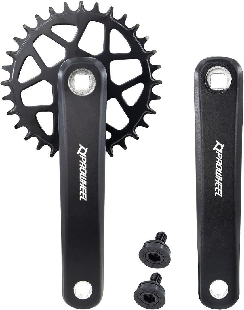 Prowheel Mountain Bike Crankset 1 Piece/Single 32T Charing Crank Set with 170mm Arm for Bicycle MTB, Compatible with 6/7/8/9/10 Speeds Freewheel