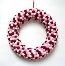 Valentine's Day Pom-Poms Wreath (12 inch in Diameter) Valentine Home Decor