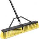 24 Inches Push Broom Outdoor Heavy Duty Broom with 63" Long Handle for Deck Driveway Garage Yard Patio Concrete Floor Cleaning Yellow (Yellow 24 Inches Heavy Duty)