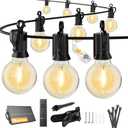 Brightown 58FT Solar String Lights Outdoor with Remote and 26 LED Shatterproof Bulbs, Dimmable & Timable, 3 Light Modes, Solar Patio String Lights Outdoor for Cafe, Garden, Deck, Outside Wedding