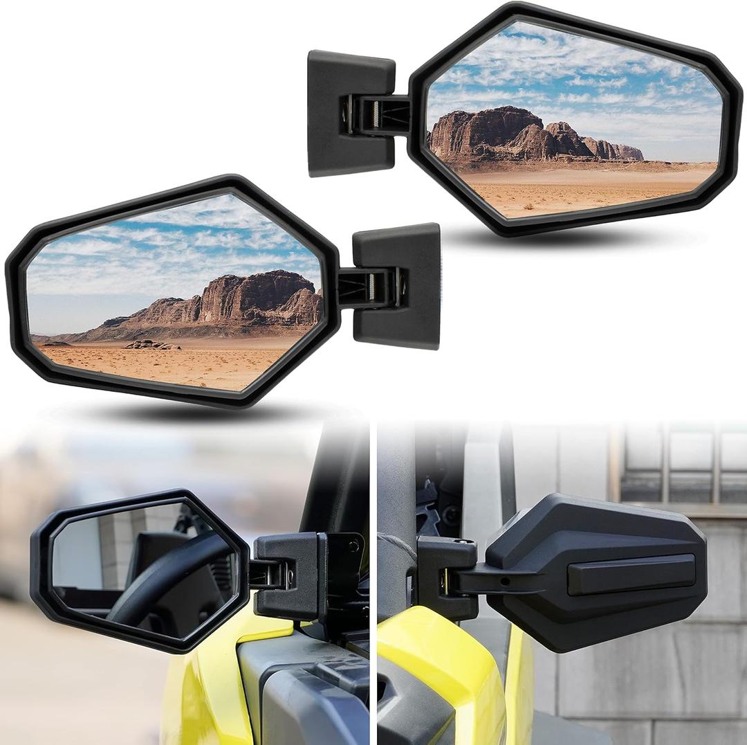 Side Mirrors for Can Am Maverick Trail Sport Commander 2018-2025 Accessories, Premium Adjustable Folding Side Rear View Mirrors Replace#715003639