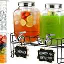 Glass Drink Dispenser with Stand, Beverage Dispenser for Parties