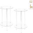 YINSHCO Acrylic Detachable End Table, Round Acrylic Coffee Table, 2 Tier Multifuntional Clear Nightstand End Table for Small Spaces, Detachable Beside Table for Living Room, Bedroom, Study Room (2)