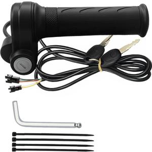 Full Twist Throttle Grip for Ebike 3 Pin,Electric Bike Throttle with Key Ignition, Universal Plug and Play Throttle for Upgrading Electric Scooter Trike Accessories Universal Voltage (Right)