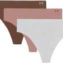 Under Armour Women's 3-pack Pure Stretch No Show Thong Underwear, All-day Comfort & Ultra-soft Fit (Large, Halo Grey)
