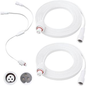 3 Pcs Extension Cable Kit Compatible with Govee Permanent Outdoor Light 3 Pins Y Splitter Cord Straight Extension Compatible with Govee H705 H706 H805 Weatherproof Patio Yard (6.2 ft,White)