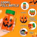 Mimorou 48 Pcs Halloween Pumpkin Containers for Candy 3.5 oz Trick or Treat Candy Jar with Lid Empty Fillable Plastic Potion Bottles Holder Mini Jack O Lantern Pumpkin Jars for Halloween Party Favors