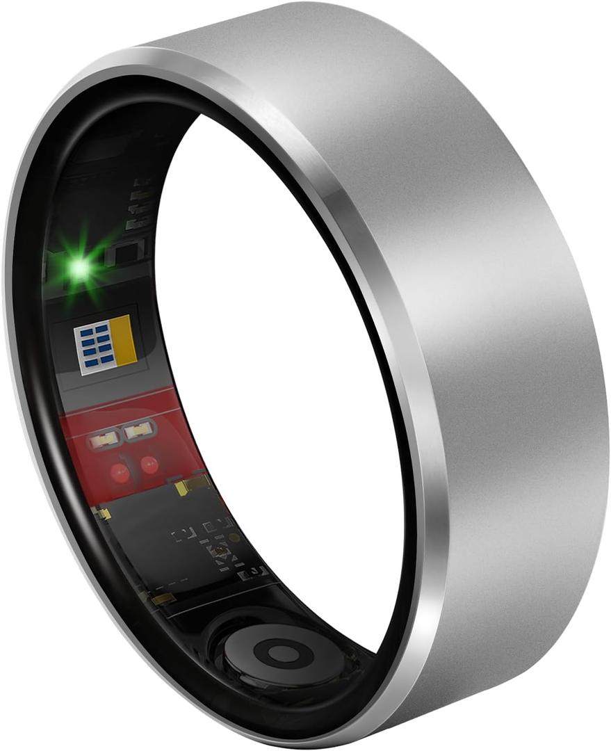 Smart Health Ring 2.0 for Women Men, Slim Scratch & Fingerprint Resistant Design, Light Gray 13