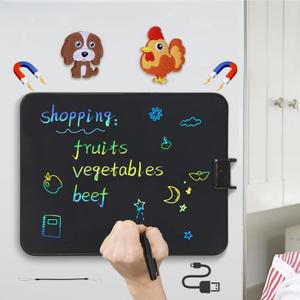 15 Inch LCD Writing Tablets for Kids & Adults, Reusable LCD Writing Board for Fridge, Colorful Doodle Board Note Board with Magnets, Dry-Erase Alternative & Sticky Note Replacement