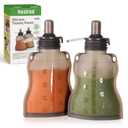 Haakaa Yummy Pouch Reusable Baby Food Pouch, Baby Food Storage Kids Squeezable Pouch, Washable Freezer - Make Homemade Organic Food for Babies/Toddlers, 4oz, 2 Pack, 6m+ (Grey)