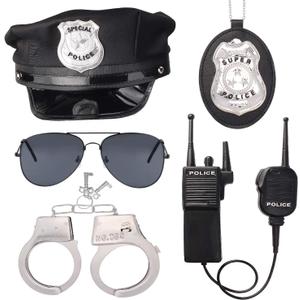 Beelittle Police Hat Handcuffs Walkie Talkies Badge Sunglass Costume Accessories