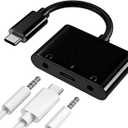 USB C Headphone Adapter, 3 in 1 USBC to 3.5mm Dual Headphone Jack Splitter, USB-C Audio Adapter with Type-c Fast Charging Port