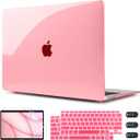 CISSOOK for MacBook Air 13 Inch Case Pink,Plastic Hard Shell Case with Keyboard Cover and Screen Protector for MacBook Air 13 2021-2018 Released A2337 M1 A2179 A1932 Model with Touch ID - Clear Pink