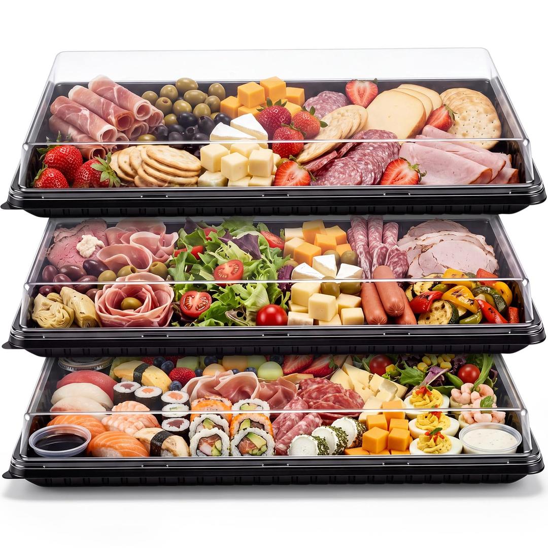 Shellwei 3 Pack Extra Large Charcuterie Board with Lids, 22 x 14 Inch