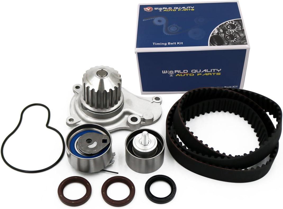 Timing Belt Kit Water Pump w/Gaskets Tensioner Fits 03-09 For Chrysler PT Cruiser Sebring Votager and 03-07 For Dodge Caravan Stratus and 02-06 For Jeep Liberty Wrangler 2.4L L4 DOHC 16V
