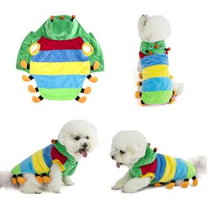 Yoption Green Caterpillar Insect Dog Costumes, Pet Halloween Cosplay Hoodie Funny Outfits Apparel for Puppy Dogs Kitten (M) (12.2'' in Neck Girth, 14.1'' in Chest)