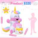 OurWarm 6FT Inflatable Unicorn Birthday Cake, Happy Birthday Inflatable Unicorn with Cake and Candle, Cute Outdoor Birthday Decorations with Built-In LED Lights and Blower for Home Yard Birthday Decor