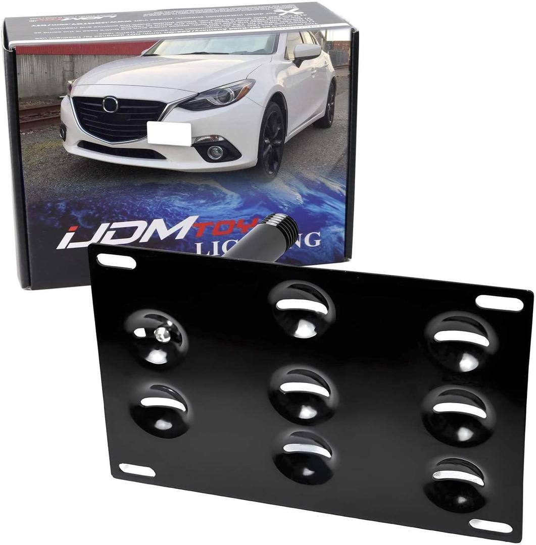iJDMTOY No Drill Front Bumper Tow Hook License Plate Mounting Bracket Adapter Kit Compatible with 2014-up Mazda3 Mazda6, 2013-up Mazda CX-5, 2016-up Mazda MX-5, 2003-2007 Mazda RX-8