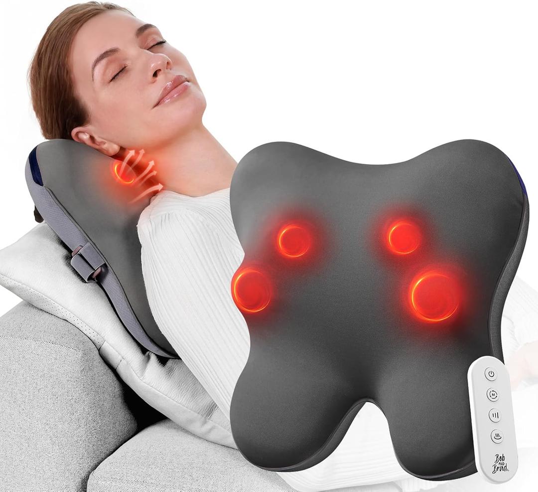 BOB AND BRAD Back Massager with Heat and Remote, EZBack Plus Neck Massager for Pain Relief Deep Tissue, Shiatsu Massage Pillow with 3 Level for Full Body, FSA HSA Eligible Ideal Gifts for Women Men