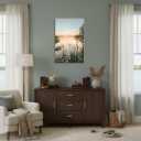 Lake Canvas Landscape Wall Art: Nature Picture Print Vertical Sunset Scene Painting Artwork for Bedroom Living Room Decor, 24"L x 16"W