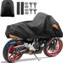 uxcell Motorcycle Cover Waterproof Half Cover Outdoor Motorbike Rain Cover Protector for Harley Dyna FXD FXDF Low Rider Super Wide Glide Fits 96" Black
