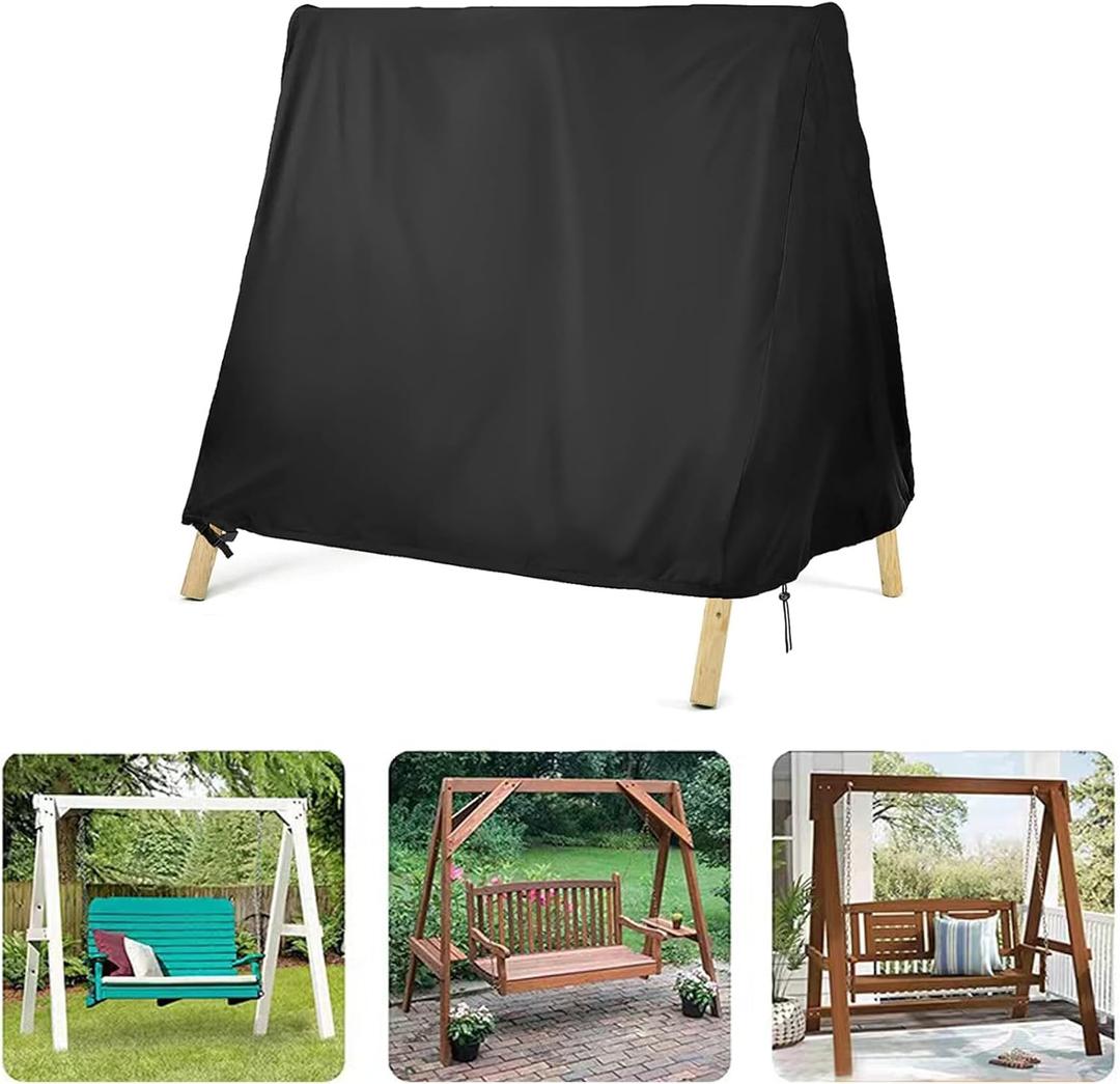 PLUSLEYSC Outdoor Swing Cover, A-Frame Patio Swing Cover for Outdoor Furniture Porch Cover Waterproof UV Resistant Protector(72''LX67''WX55''H) (Black)