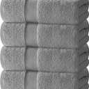 White Classic Luxury Bath Towels Set of 4 Large - 700 GSM Cotton Ultra Soft Bath Towels 27x54 | Highly Absorbent and Quick Dry | Hotel Towels for Bathroom Luxury, Plush Shower Towels, Light Grey