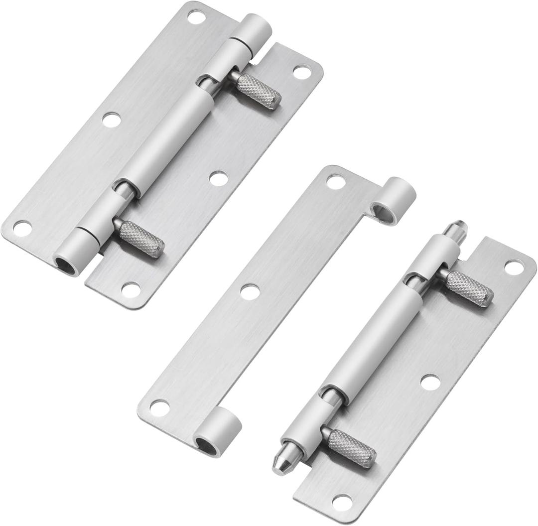4 Inch Quick Release Hinge, Stainless Steel 304, Detachable, Spring Release Hinges with 6 Holes for Cabinet Lids, Electrical Enclosure Doors, Horizontal & Vertical Mounting (2, 4 inch)