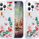 Glitter Flowing Liquid Christmas Case for iPhone 16 Pro Christmas Pattern Santa Reindeer Snowman Holiday Design Floating Moving Sparkle Bling Glitter Transparent for iPhone 16 Pro (Clear)