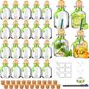 Hushee 24 Pcs Shot Glasses Patron Bottles with Cork Straw 3. 3 oz Mini Empty Bottles for Drinks Small Reusable Clear Glass Patron Shot Cups with Silk Ribbon Wedding Party Favors