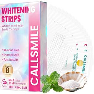 CALLSMILE Whitening Strips for Teeth Sensitive: 64 Strips Gentle Teeth Whitening Strips Enamel Safe Non-Slip Dry Strip Technology Residue Free Daily Oral Care, Mint