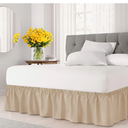 Wrap Around Dust Ruffle Bed Skirt - Light Grey - for King Size Beds with 12 Inch Drop - Elastic Strap - Adjustable Pleated Bedskirt with Brushed Fabric and Wrinkle Free - for Women, Men, Kids & Teens