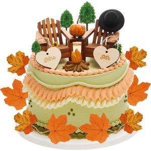 27 Pcs Adirondack Miniature Chair Cake Topper Autumn Wedding Cake Topper Mr and Mrs Topper Fall Theme Decorations for Engagement Camping Wedding Anniversary Birthday Couple Party Supplies