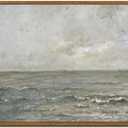 VIYYIEA Ocean Framed Wall Art, Seascape Vintage Art Decor Room Aesthetic, 12x16 Inch Canvas Print Artwork, Calming Landscape Painting Wall Decor for Bedroom Bathroom Office (Blue Seascape 1876)