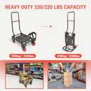 2-in-1 Hand Truck Dolly Foldable,330LB Folding Hand Truck Heavy Duty Carrying, Combination of 4 Wheels and 2 Wheels Convertible Dolly Cart with Retractable Handle cart for Moving Office Carts