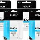 REACH Waxed Dental Floss,Unflavored, Plaque Remover for Teeth, Shred Resistant, Floss Slide Smoothly, Easy to Use, Waxed, Deep Cleaning Teeth, Oral Care, PFAS Free for Adults & Kids, 55 yd (Pack of 4)