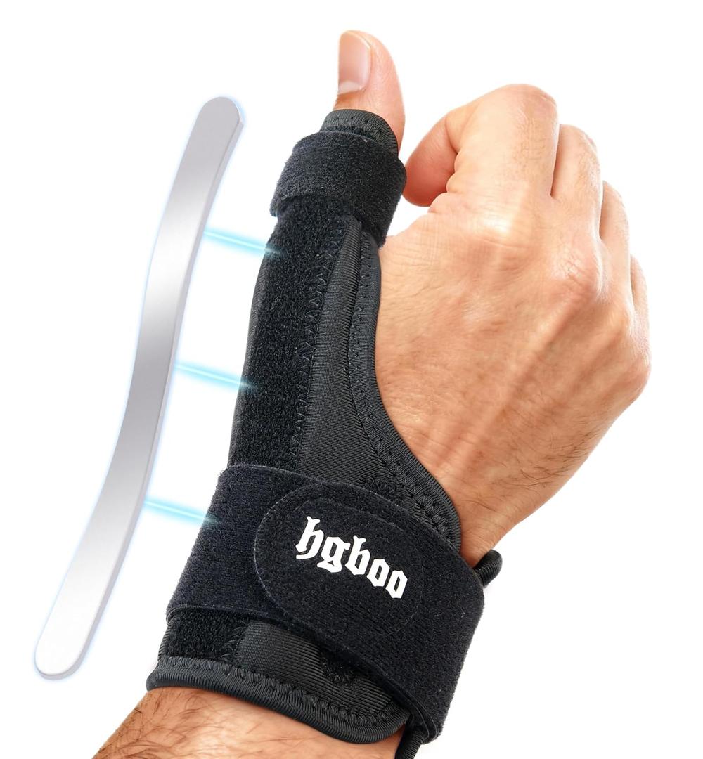 Thumb Spica Splint for Left or Right Hand, Adjustable Thumb Wrist Brace for Arthritis, Trigger Thumb, Tendonitis, Sprain, CMC Pain Relief Lightweight, Breathable & Comfortable Support (Black)