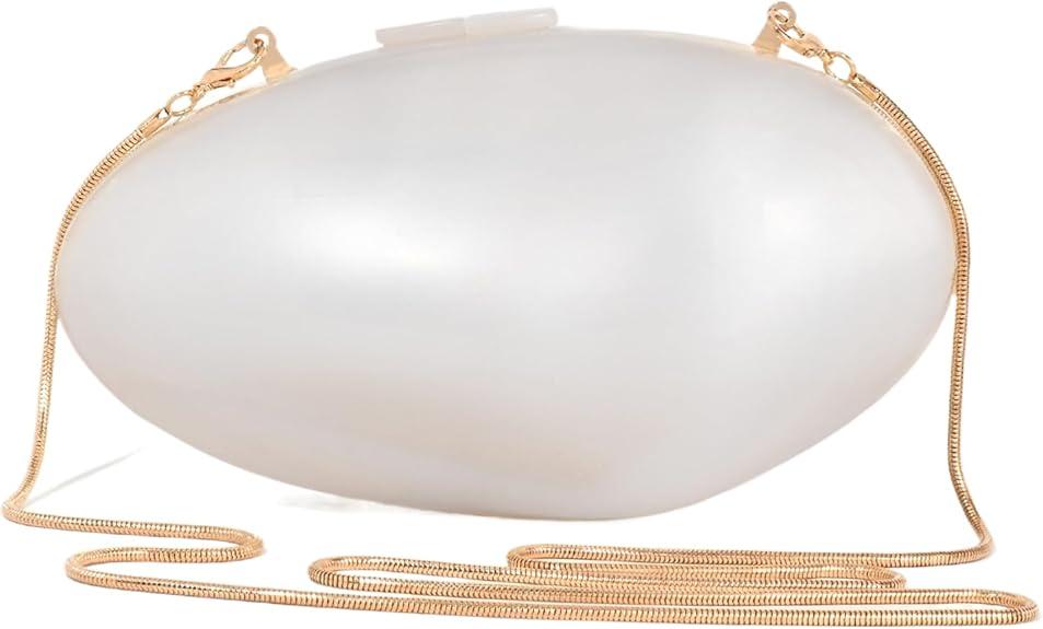 Pearl Clutch Purses For Women,Shell Acrylic Handbags Evening Bag Purse Small Shoulder Crossbody Bags Wedding Guest