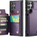 Vinich for Samsung Galaxy S24 Ultra Wallet Case with Card Holder, RFID Blocking Credit Slots Kickstand Shockproof Phone Cover Fit for Galaxy S24 Ultra 6.8" Purple