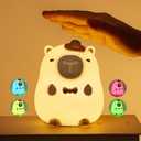 Pink Capybara Night Light for Kids, Multi-Color Changing Rechargeable Night Light for Baby Toddler Nursery, Cute Lamp Kawaii Room Decor Gift for Girls