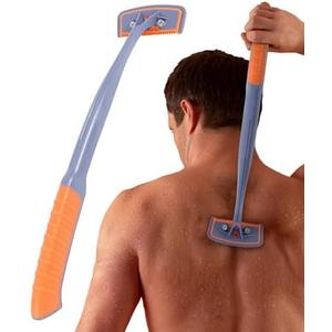 BroShaver 3.0, DIY Back & Body Hair Trimmer - Wet or Dry Shave for Men. Split Handle Razor with Ergonomic Grip