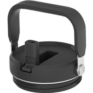 Replacement Lid with Flip Straw and Top Handle, Fits Only Cafezi 30oz/40oz/50oz/64oz Tumblers, Screw On (Black)