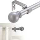 Curtain Rods for windows 32-48 inch, 5/8 inch Decorative Silver Splicing Heavy Duty Metal Curtain Rod set with Brackets