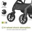 6-36M Compact Baby Stroller, Travel Toddler Seat Pushchair with Shock Absorbing Wheels, Foldable Infant Stroller with Canopy, One Button Brake, Convertible Infant Stroller for Toddler (Black)