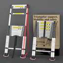 Adjustable Retractable Telescoping Ladder Extension Telescopic Collapsible, 12.5 FT Rv Telescope Foldable Extendable Tall Compact Aluminum Ladders for House Roof Travel Trailers, 330lbs Capacity (Pure Silver)