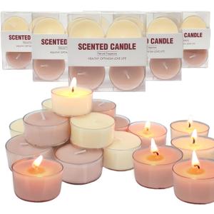 Kissingfish 24 Pack Scented Tealight Candles, White Tea & Rose Scented, Modern Floral Tealights for Home, Spa & Meditation (Ivory)