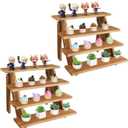 Wooden Cupcake Stand for 24 Cupcakes, 4 Tier Cupcake Display Stand Rustic Tiered Display Stand Dessert Table Display Set Cupcake Stand for Baby Shower Decorations Birthday Party Supplies Perfume Display(Pine Wood 2Pcs)